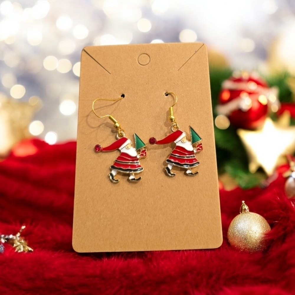 Santa Holiday Festive Dangle Earrings
